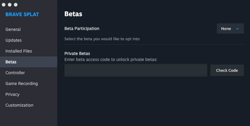 Steam Beta Form